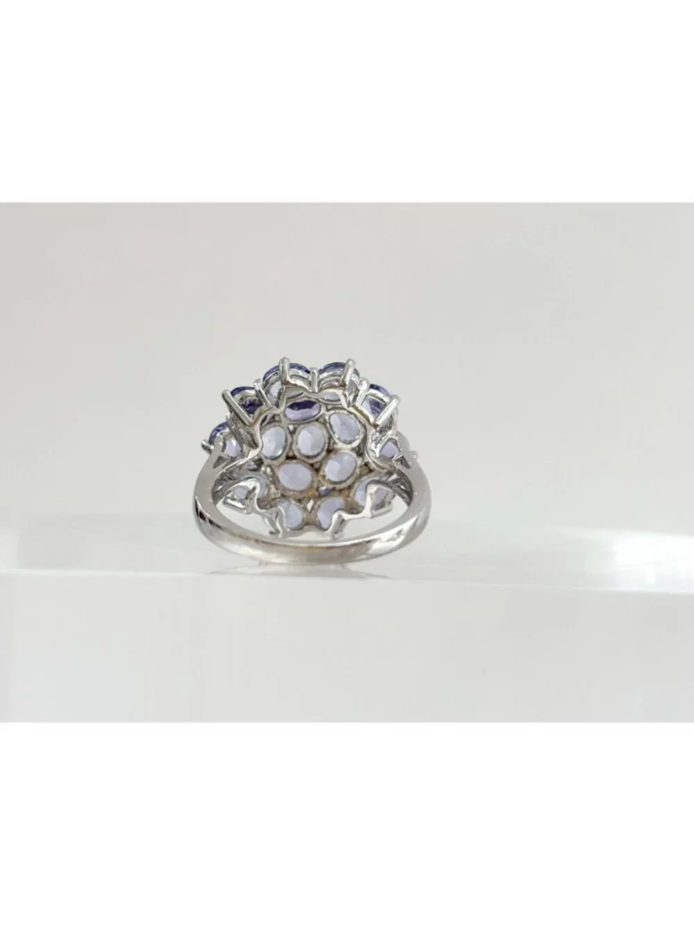 Tanzanite Gemstone Cluster Blooming Floral Sterling Silver 925 Vintage Ring sz 8